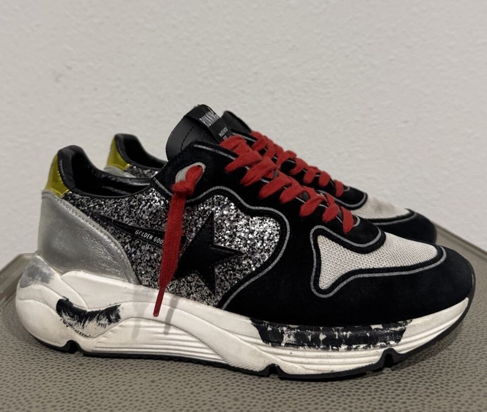 Women's Golden Goose Running Sole Sneakers Size 39 Glitter Metallic Colorblock